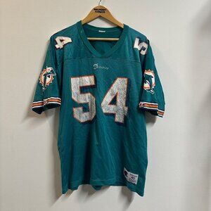 Vintage 90s Miami Dolphins Zach Thomas #54 Champion Jersey Blue Size 40 Large